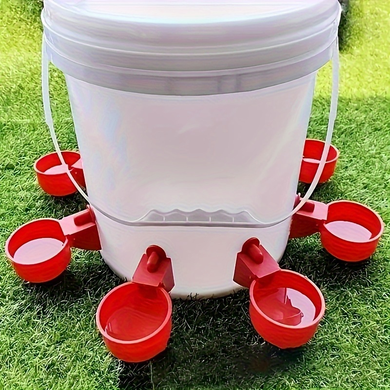 Chicken Nipple Drinker - 5-teiliges automatisches Geflügeltränkesystem, rotes Kunststoff-Hühnertränkesystem -