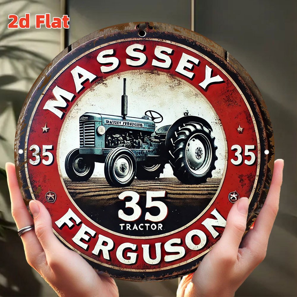 Agriculture Farming Logos - 2D Flaches Retro-Metallschild mit Distressed-Logo: Vintage