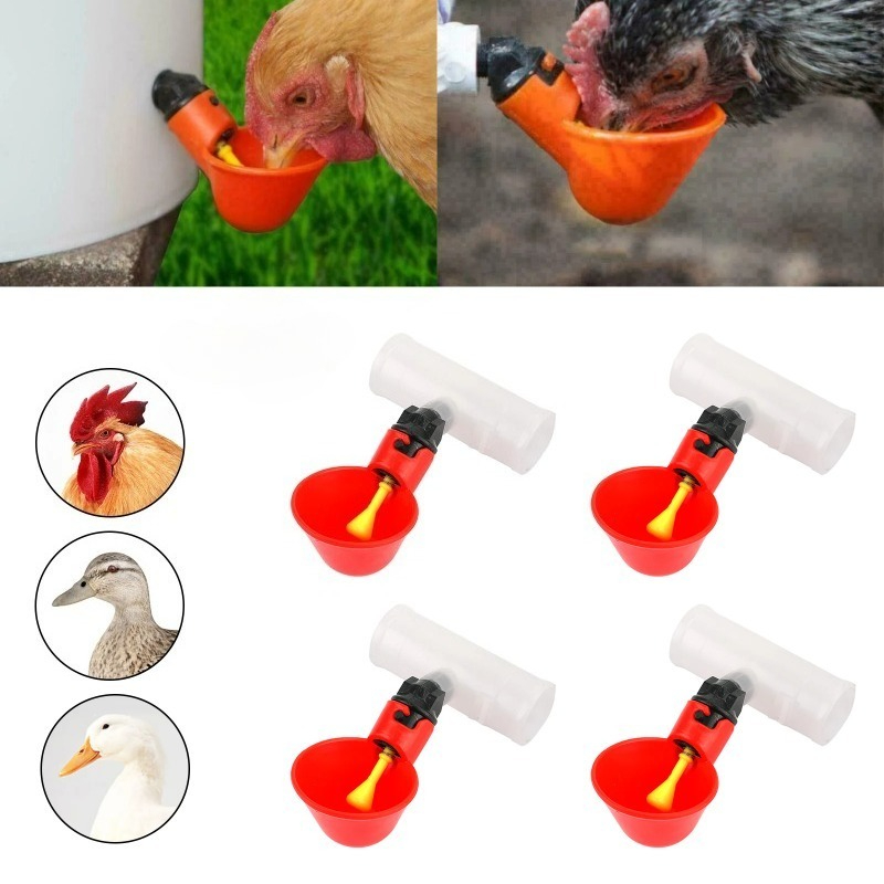 Chicken Nipple Drinker - 4er-Set Automatische Hühner- und Wachteltränke, Vogeltränkebecher
