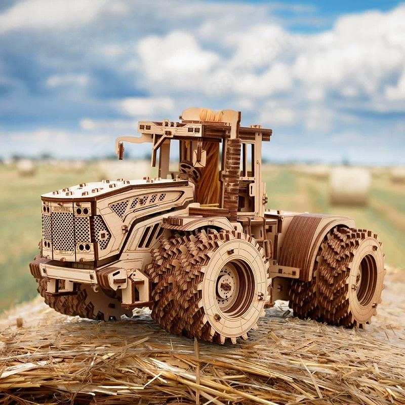Agriculture Farming Kit - Robustes Holzpuzzle-Modell eines Landwirtschaftstraktors, DIY-Montage 3D-Holzbausatz,